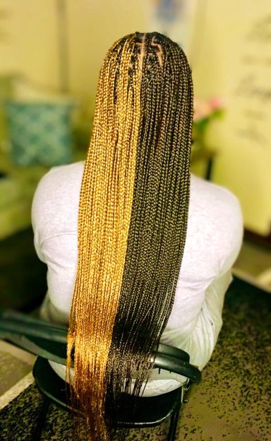 Small Half Color Knotless Braids $160